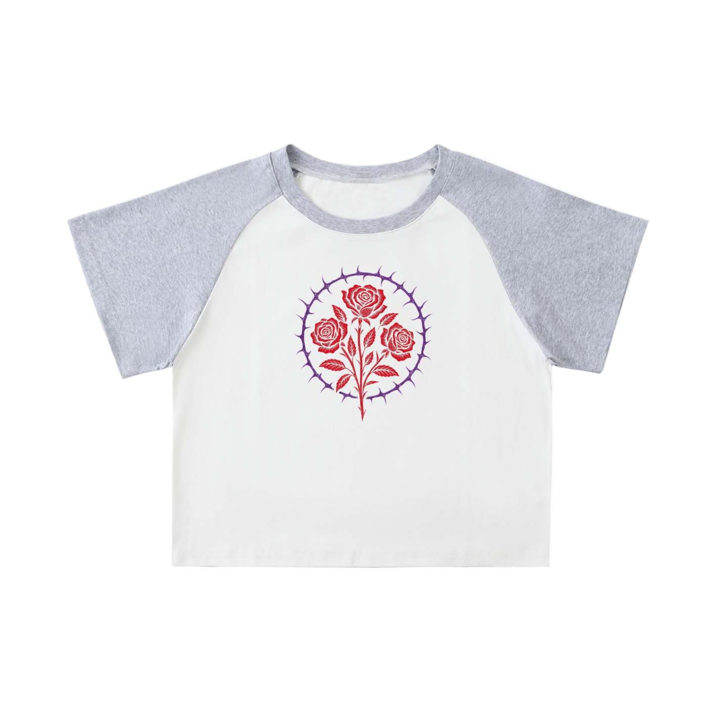 Gothic Rose FLWR FILTH Emblem - Color Blocked Raglan Sleeve Crop Top